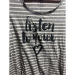 Life is Good Striped Listen To Your Heart Shirt Woman’s Size Medium-Holes Flaw Photo 2