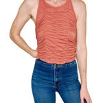 Free People Movement Orange Open Back Crop Ruched Work Out Tank Top Photo 0