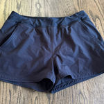 Lands' End  Womens Solid Black Swim Suit Shorts Attached Brief Pockets Size 12 Photo 0