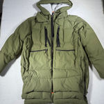 OROLAY Women's Hooded Down Puffer Coat Olive Green Sherpa Lined Winter Jacket Size M Photo 0