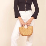 Reformation The Gellar Black Ribbed Button Front Bell Sleeve Crop Top Womens 2X Photo 0