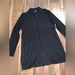 Eileen Fisher Black fall casual Crepe Knit Two-Way Zipper Longline Jacket $280 M Photo 3