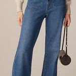 J.Crew  Women's '96 Flare High Rise Jeans Lexi‎ Kay Wash Size 34 Patch Pockets Photo 0