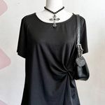 Black Front Twist Top, Y2K, Minimalist, Gothic, Grunge, Edgy, XL, Goth, Workwear Photo 0