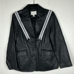Worthington  Women's PM Black Leather Jacket Genuine Lambskin Racer Stripe Detail Photo 0