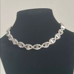 Wedding Bridal Prom Formal Silver and Rhinestone Crystal Choker Necklace Photo 3