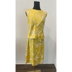 Bonwit Teller Yellow Floral Print Silk Dress Vintage 1950's Size 12 Photo 1