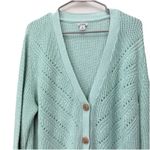 LL Bean Green Linen Cotton Button Up Cardigan Sweater Size XL Pockets Photo 2