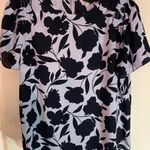 Ann Taylor  blue floral short sleeve blouse SzS Photo 3
