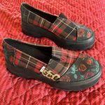 Toms Tom’s Platform Loafers Women Size 6.5 Red Plaid With Patchwork Photo 0