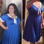 Unique Vintage Unique‎ Vintage Gwynnie Bee Contrast Trim Blue Dress, 4X Photo 2