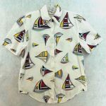 Escada Sport Size Small Top Button Down Sail Boat Short Sleeve Collar Nautical White Photo 0