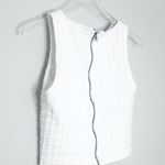 Alice + Olivia Eryn Check Jacquard Textured Knit White Exposed Zip Crop Top Photo 6