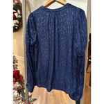 fab'rik Women's  Long Sleeve Shimmery Blouse, Size L, Blue Photo 2