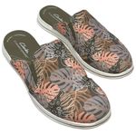 Clarks Women's 7.5 Breeze Shore Mule Olive Green Fern Leaves Photo 0