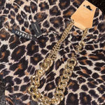 EXPRESS 🐆  Gold Tone Chain Necklace with Leopard Print Scarf Bundle Photo 0