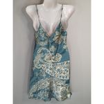 ZARA Blue & White Satin Effect Paisley Mini Slip Dress Womens XS Y2K Retro Photo 8