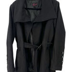 Torrid  14-16 1X Cropped Trench Coat Jacket Wool Tie Waist Wrap Black Womens Photo 0