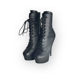 new Pleaser š¤ Delight 1020 Platform Stiletto Lace Up Boot š¤ Black Faux Leather Size 9 Photo 9
