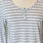 Comfy Striped Flowy Henley Polyester and Linen Muted Purple and White Size M Photo 1