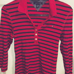 Tommy Hilfiger Vintage 90s  Red Striped Henley Top❤️ Photo 1