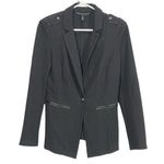 White House | Black Market Black Tailored Blazer Sz 4 Faux Leather Trim Office Photo 0