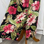 Haggar Vintage Linen Tropical Flower Print Button Front Maxi Skirt Black Pink 8 Photo 5