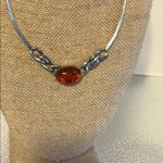 Honey Amber 925 Sterling Silver Women's Necklace Photo 5