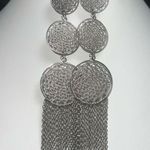 Vintage Long Boho Mandala Fringe Earrings Silver Photo 1