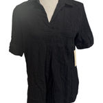 Doe & Rae Black Crinkle Gauze Short Sleeve Top New With Tags 100% Cotton Size S Photo 0