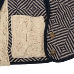 Anthropologie HWR Wool Blend Cable Knit Cape Cardigan Navy Ivory Jacket S/M Photo 7