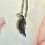 Silver tone half angel wing pendant necklace Photo 3