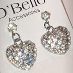 D’Bello Silver Tone CZ Rhinestones Dangling Heart Boho Earrings Photo 1