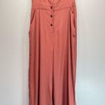 e.issue Rose Mauve Linen Cotton Wide Leg Pantsuit Romper Strappy Back Pockets Size L Photo 1