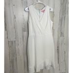 Betsey Johnson Scuba Crepe Faux Wrap Dress White size 10 Ruffle Bridal Summer Photo 2