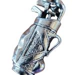 Vintage Golf Club Bag 3D Heavy Pendant Bracelet Charm Golfing Golfer Sports 1" Silver Photo 2