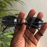 Panama Jack 90s Y2K style Black oval round metal sunglasses retro, gothic indie vibe hippie festival  Photo 4