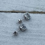 Stainless Steel 9mm Clear CZ Stud Earrings Silver Photo 2