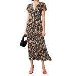 Rixo Florida Floral Maxi Dress in Black Maxi, Size US 4 Photo 1