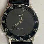 GA women’s quartz analog wrist watch 34mm case black leather band running Photo 1