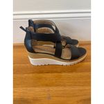 SOUL Naturalizer Black Faux Leather Crisscross Platform Wedge Sandals size‎ 8.5 Photo 1