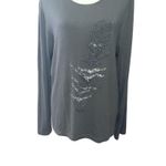 Zoe Casual Top Long Sleeve Scoop Neck with Sequin Detailing Black Women's US XL Photo 2