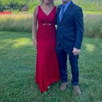 Zac Posen  Red Ruched Dress Gown Photo 6