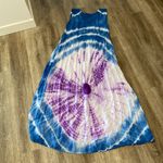 Sol clothing tie dye hippie boho beach midi dress swim cover up blue purple Med Photo 6