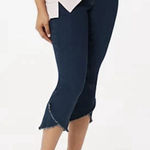 NYDJ  Plus 28W Capri Jeans Criss Cross Fray Hem In Firesky Blue Stretch Denim Photo 0