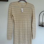 Gap NWT Long Sleeve Side Slit Ribbed Striped Crewneck Sweater Dress Size Medium Photo 2