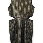 Moon Collection New The Moon Metallic Chevron Cut Out Side Mini Dress Gold Black Photo 8
