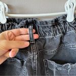 ZARA Women’s High Rise Gray Black Denim Paper Bag Distressed Jean Shorts Size 6 Photo 8