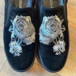 GABRIELLA MICHEL Michel Embroidered Rose Slip On Suede Sz 38 Black Photo 1