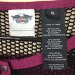 Harley Davidson Harley-Davidson Women’s Henley Knit Skull Print Net Floral Embroidered Shirt Photo 6